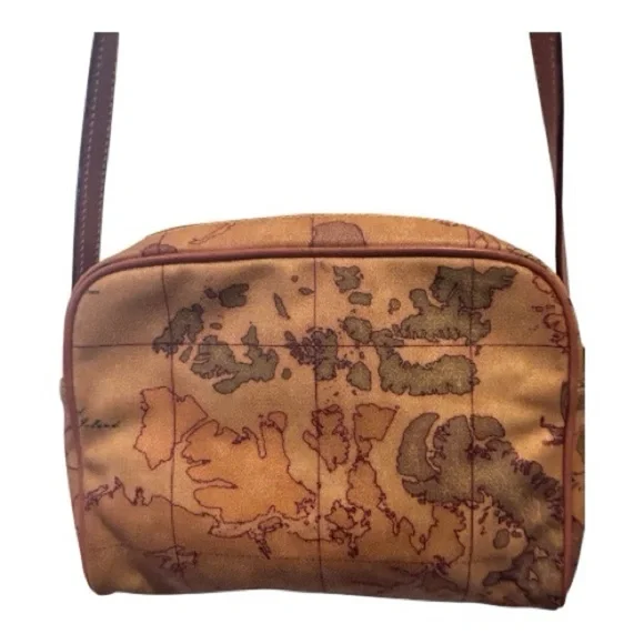 Alviero Martini Tan Map Print Shoulder Bag - Picture 4 of 12